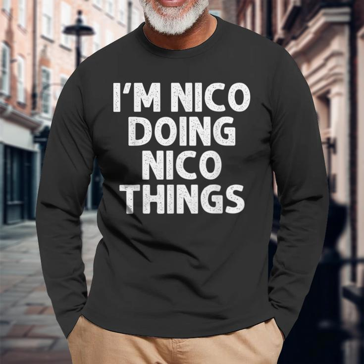 Nico Doing Name Things Personalized Joke Men Long Sleeve T-Shirt Gifts for Old Men