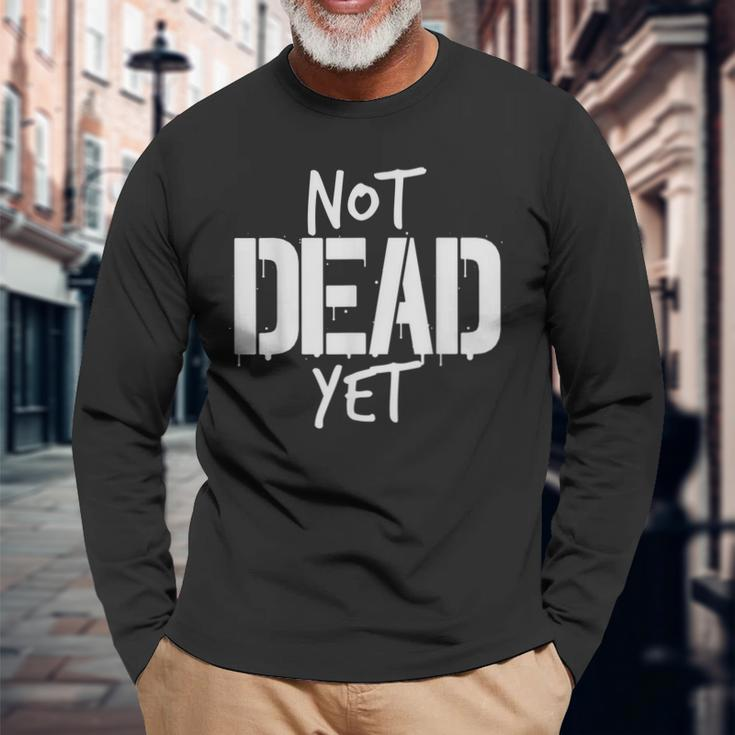 Not Dead Yet Undead Veteran Zombie Gift Men Women Long Sleeve T-shirt Graphic Print Unisex Gifts for Old Men