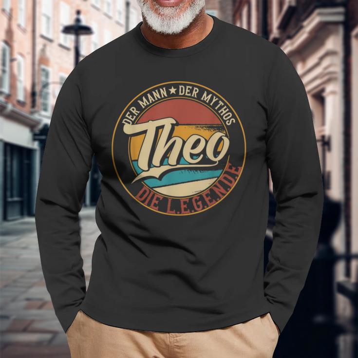 Theo Der Mann Der Mythos Die Legende Vornamen Langarmshirts Geschenke für alte Männer