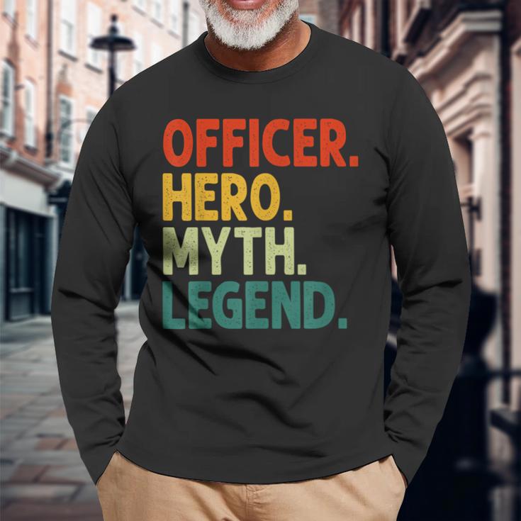 Officer Hero Myth Legend Retro Vintage Polizistin Langarmshirts Geschenke für alte Männer