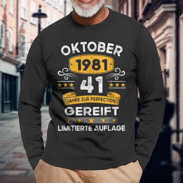 Oktober 1981 Lustige Geschenke 41 Geburtstag Langarmshirts Geschenke für alte Männer