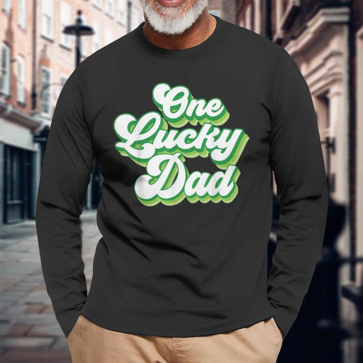 One Lucky Dad Retro Vintage St Patricks Day Long Sleeve T-Shirt Gifts for Old Men
