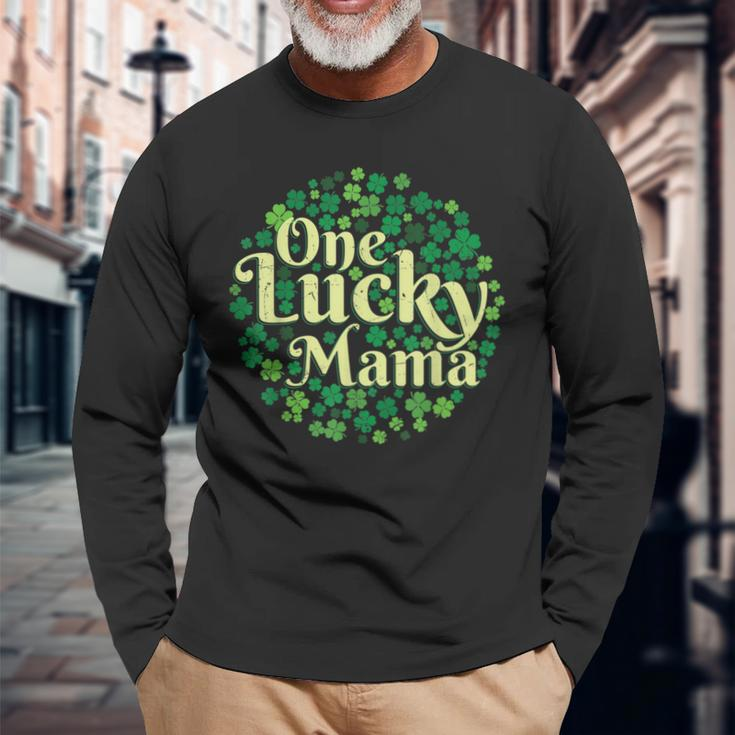One Lucky Mama St Patricks Day Shamrock Clover Men Women Long Sleeve T-Shirt Gifts for Old Men