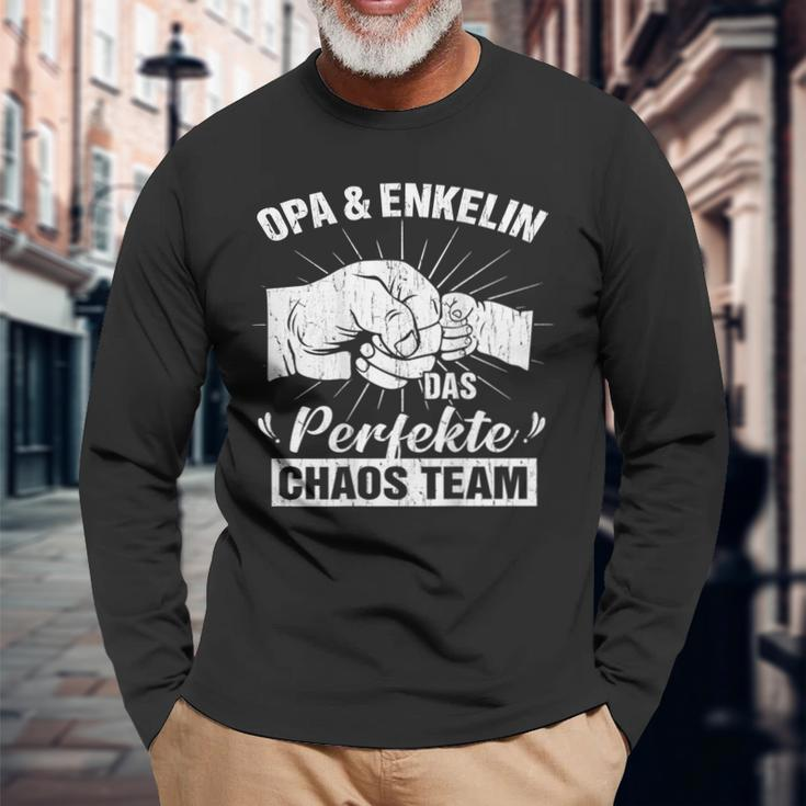 Opa Enkelin Das Perfekte Chaos Team Lustig Partnerlook Opa Langarmshirts Geschenke für alte Männer