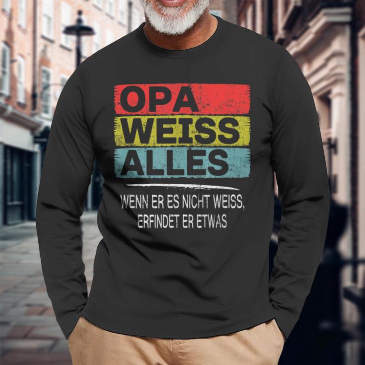 Opa Weiss Alles Werde Grandpa Lustig Enkelin Oma Weltbester Langarmshirts Geschenke für alte Männer