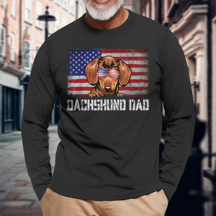 Patriotic Dachshund Dad American Flag 4Th Of July Bbmmkr Long Sleeve T-Shirt T-Shirt Gifts for Old Men