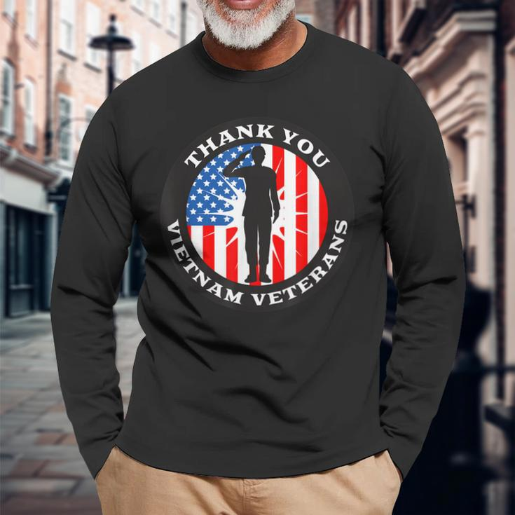 Patriotic Veteran Us Flag Thank You Vietnam Veterans Long Sleeve T-Shirt Gifts for Old Men