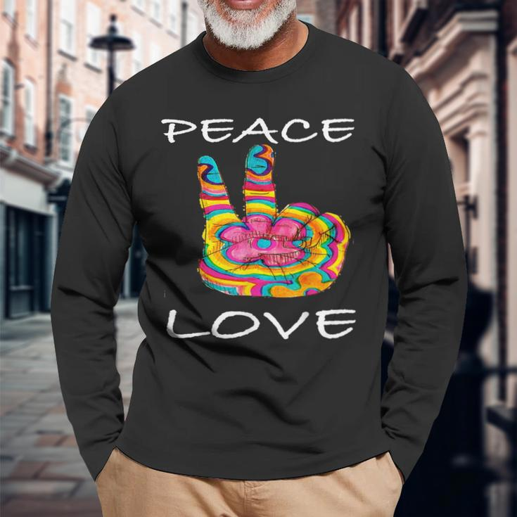 Peace Love Flower 60Er 70Er Jahre I Hippie-Kostüm Outfit Langarmshirts Geschenke für alte Männer