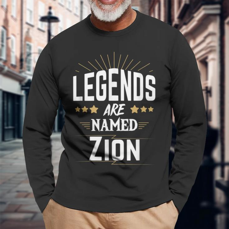 Personalisiertes Langarmshirts Legends are named Zion, Ideal für Gedenktage Geschenke für alte Männer