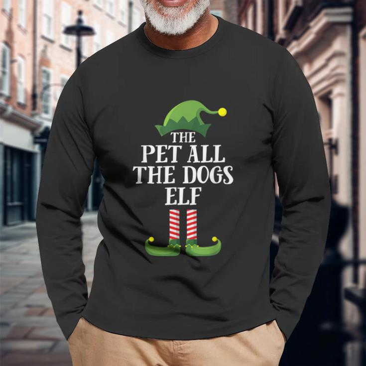 Pet All The Dogs Elf Matching Group Christmas Pajama V2 Long Sleeve T-Shirt Gifts for Old Men