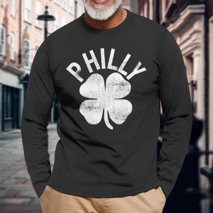 Philly St Patricks Day Philadelphia Irish Clover Matching Long Sleeve T-Shirt Gifts for Old Men