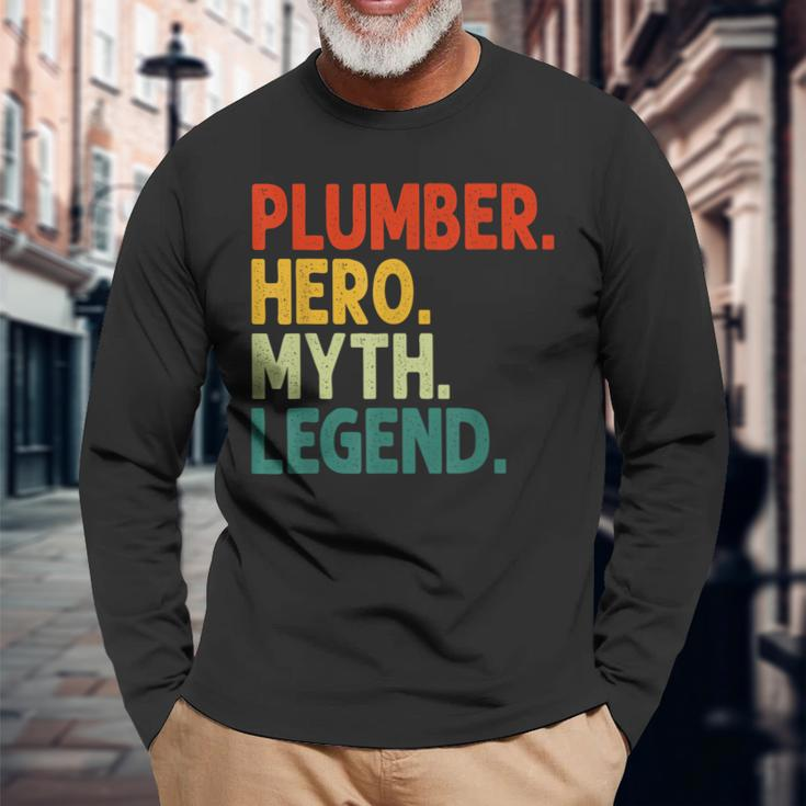 Plumber Hero Myth Legend Retro Vintage Klempner Langarmshirts Geschenke für alte Männer