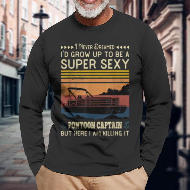 Pontoon Captain Boaters Or Boat Driving Lovers Long Sleeve T-Shirt Gifts for Old Men