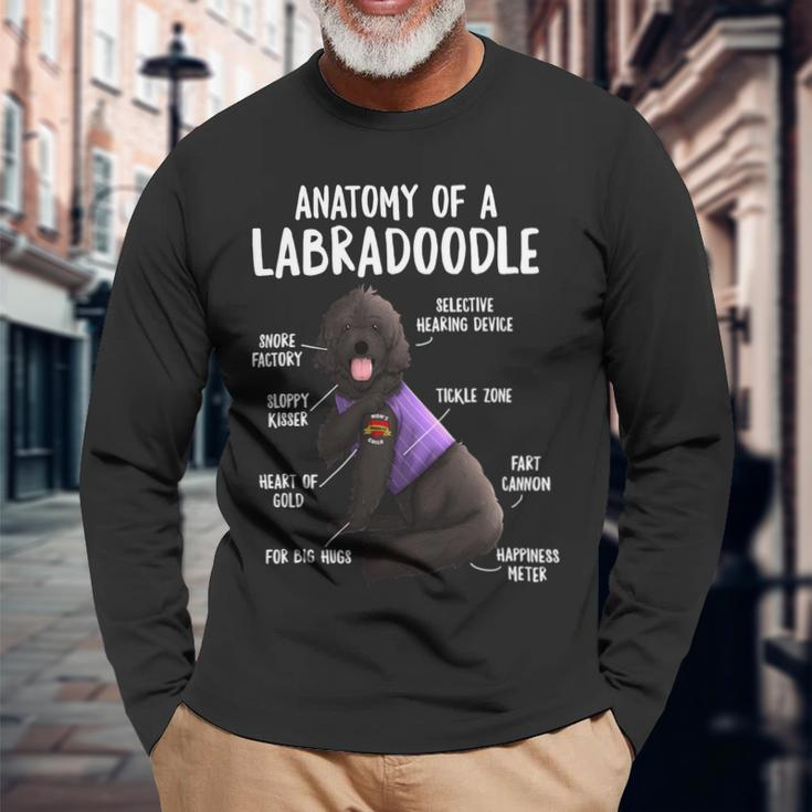 Poodle Lover Dog Anatomy Of A Labradoodle Labrador Retriever Poodle Puppy 278 Poodles Long Sleeve T-Shirt Gifts for Old Men
