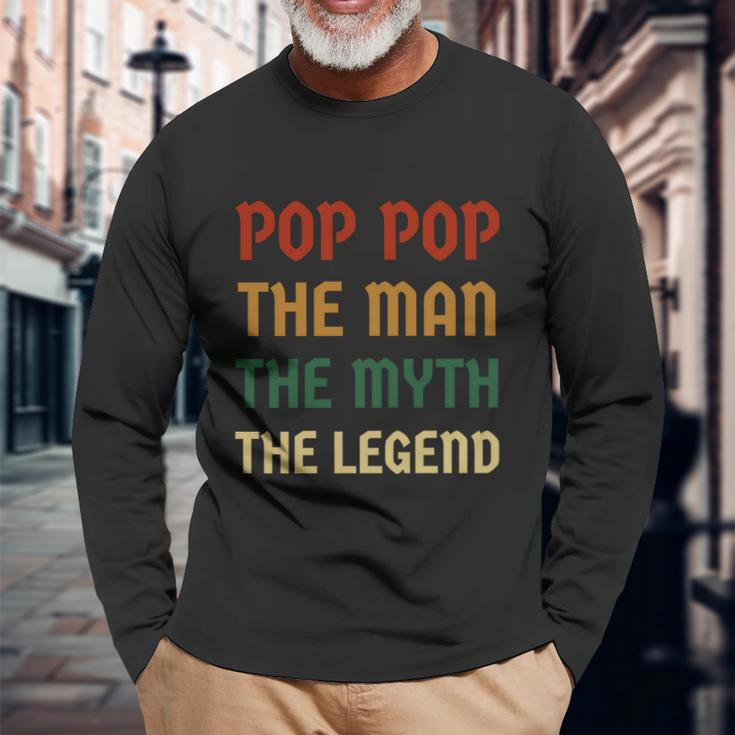 Poppop The Man The Myth The Legend Vintage Daddy Long Sleeve T-Shirt Gifts for Old Men