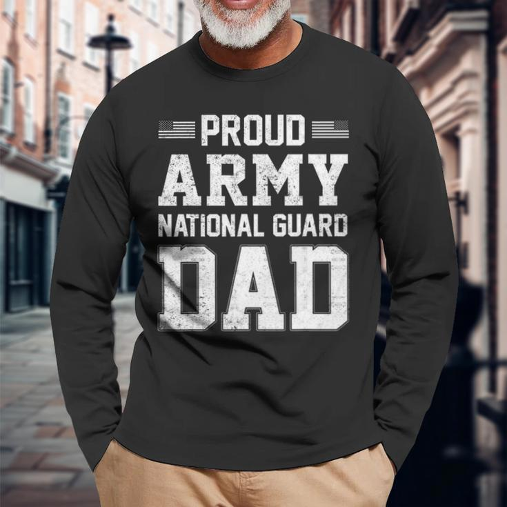 Proud Army National Guard Dad American Flag Patriotic Long Sleeve T-Shirt Gifts for Old Men