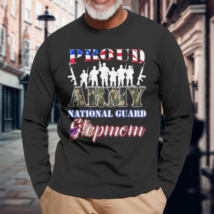 Proud Army National Guard Stepmom US Military Gift Men Women Long Sleeve T-shirt Graphic Print Unisex Gifts for Old Men