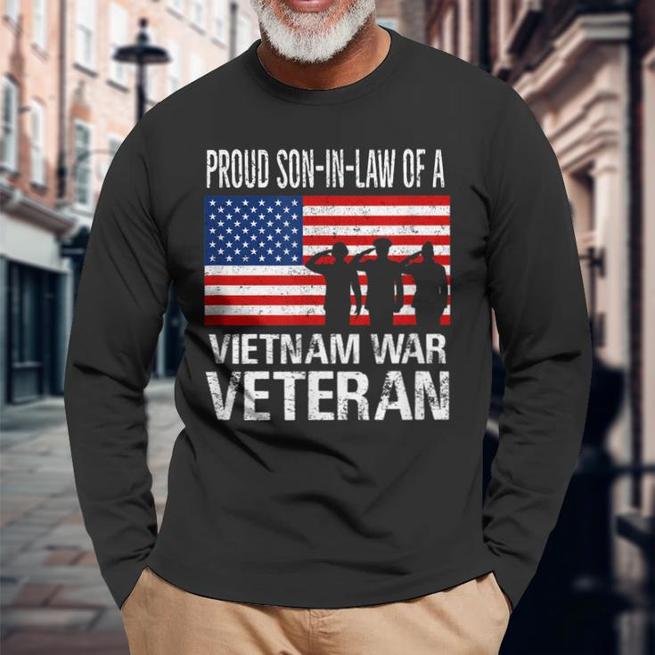 Proud Son-In-Law Vietnam War Veteran Matching Father-In-Law Long Sleeve T-Shirt Gifts for Old Men