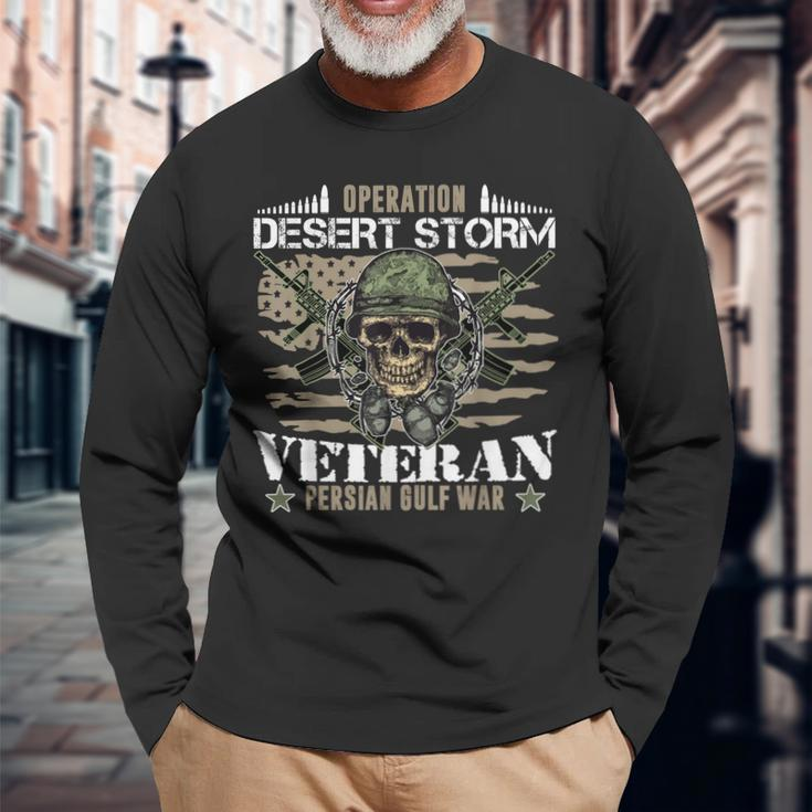 Proud Veteran Operation Desert Storm Persian Gulf War Long Sleeve T-Shirt Gifts for Old Men