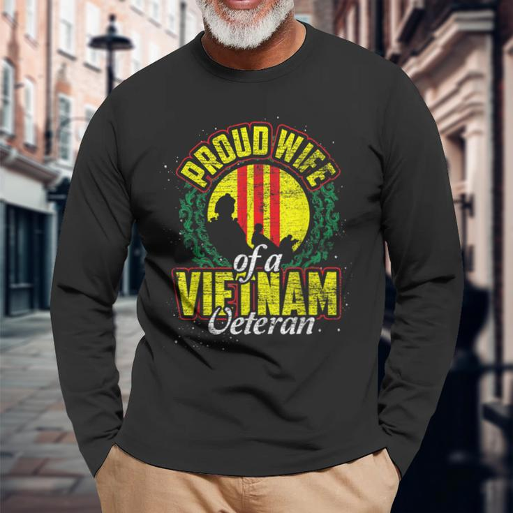 Proud Wife Of A Vietnam Veteran Veterans Day Men Women Long Sleeve T-shirt Graphic Print Unisex Gifts for Old Men
