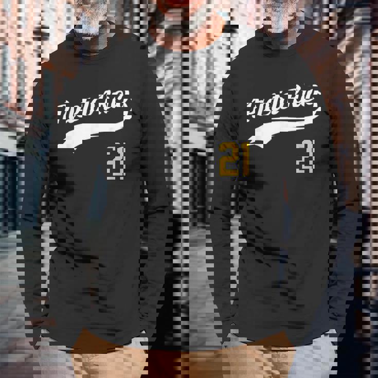 Puerto Rico Baseball 21 For Santurce Baseball Fans Long Sleeve T-Shirt Gifts for Old Men