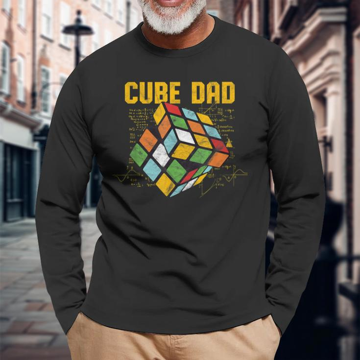 Puzzle Cube Dad Speed Cubing 80S Youth Vintage Math Long Sleeve T-Shirt Gifts for Old Men