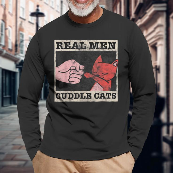 Real Cuddle Cats Cat Dad Pet Cats Lover Long Sleeve T-Shirt T-Shirt Gifts for Old Men