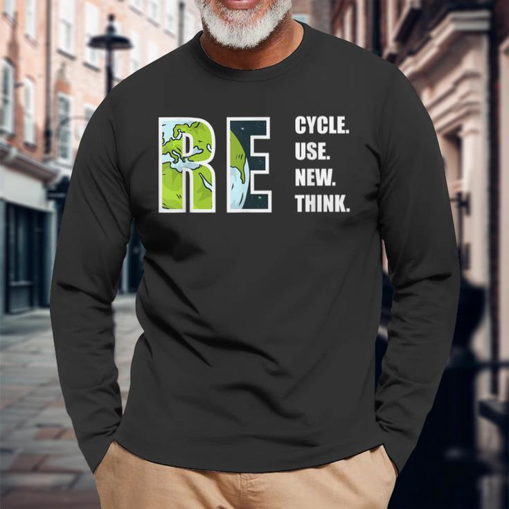 Recycle Reuse Renew Rethink Earthday 2023 Environment Long Sleeve T-Shirt Gifts for Old Men