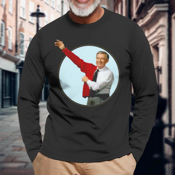 Red Mister Rogers’ Neighborhood Long Sleeve T-Shirt Gifts for Old Men
