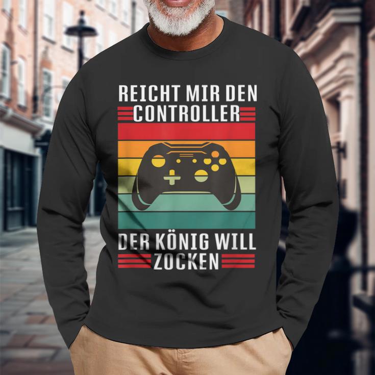 Reichet Mir Den Controller König Zocken I Konsole Gamer Langarmshirts Geschenke für alte Männer