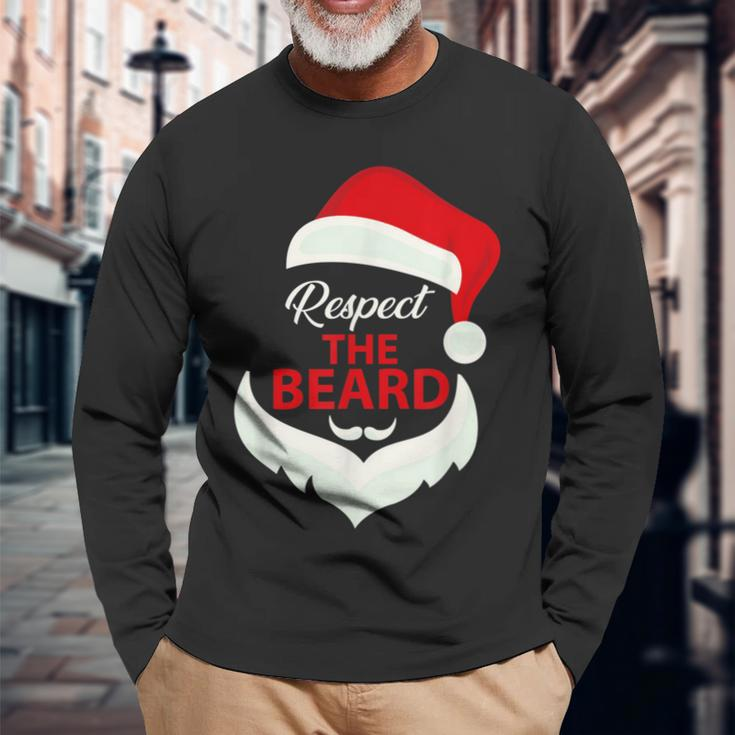 Respect The Beard Santa Claus Christmas Men Women Long Sleeve T-shirt Graphic Print Unisex Gifts for Old Men