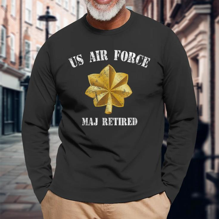 Retired Air Force Major Military Veteran Retiree Men Women Long Sleeve T-shirt Graphic Print Unisex Gifts for Old Men