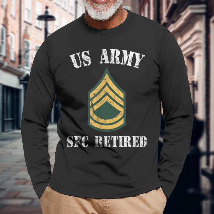 Retired Army Sergeant First Class Military Veteran Men Women Long Sleeve T-shirt Graphic Print Unisex Gifts for Old Men