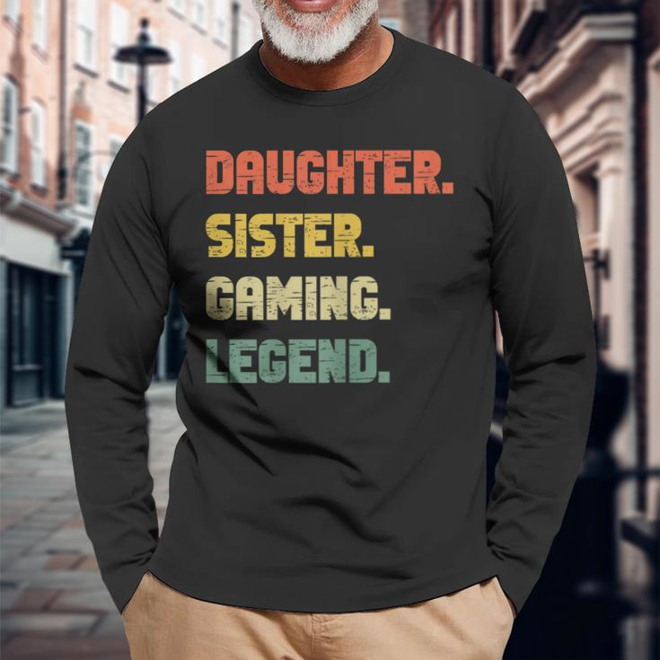 Retro Gamer Girl Langarmshirts, Vintage Gaming Legend Tochter & Schwester Geschenke für alte Männer
