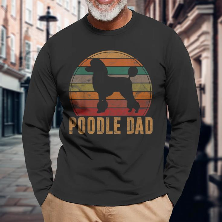 Retro Poodle Dad Dog Owner Pet Poodle Father Long Sleeve T-Shirt Gifts for Old Men