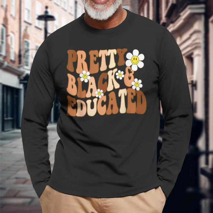 Retro Pretty Black And Educated I Am The Strong African Long Sleeve T-Shirt Gifts for Old Men