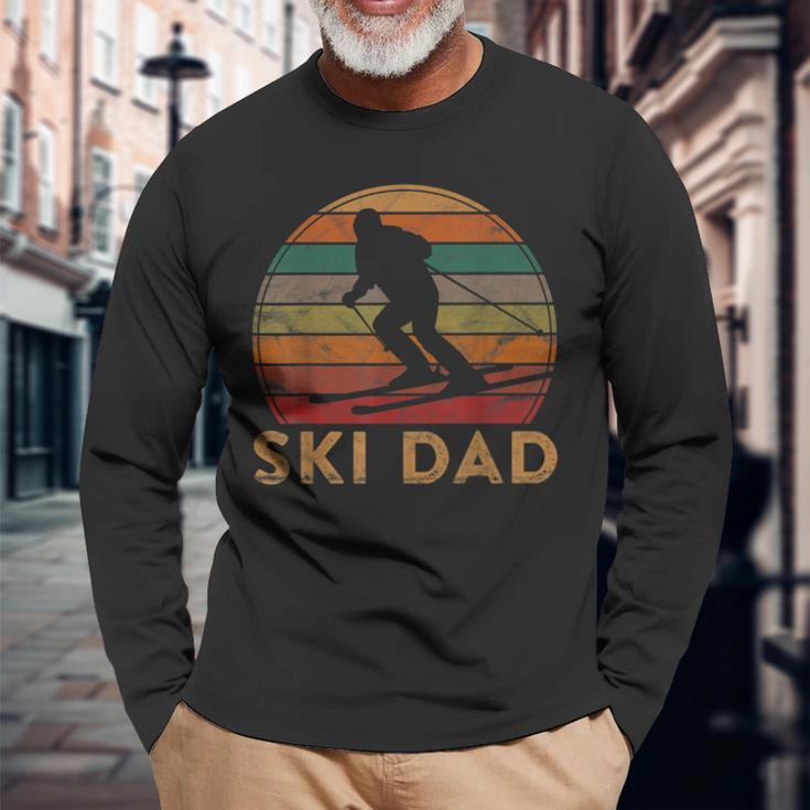 Retro Ski Dad Sunset Winter Skiing Daddy Father Skier Long Sleeve T-Shirt Gifts for Old Men