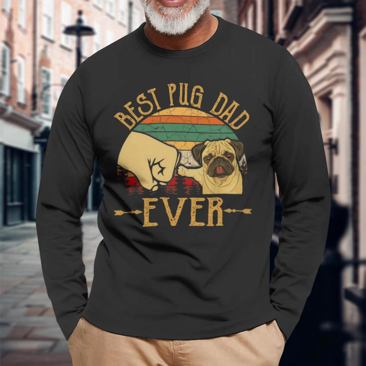Retro Vintage Best Pug Dad Ever Long Sleeve T-Shirt Gifts for Old Men