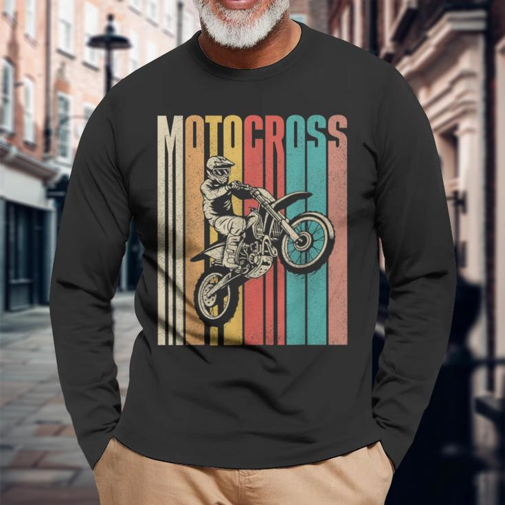 Retro Vintage Dirt Bike Mx Bike Rider Motocross Long Sleeve T-Shirt Gifts for Old Men