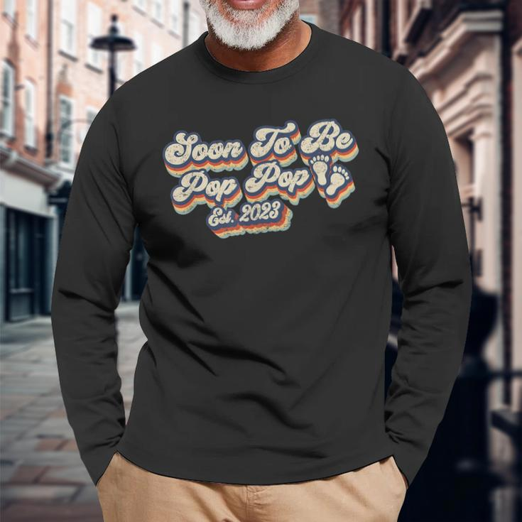 Retro Vintage Soon To Be Pop Pop 2023 New Dad First Grandpa Long Sleeve T-Shirt Gifts for Old Men