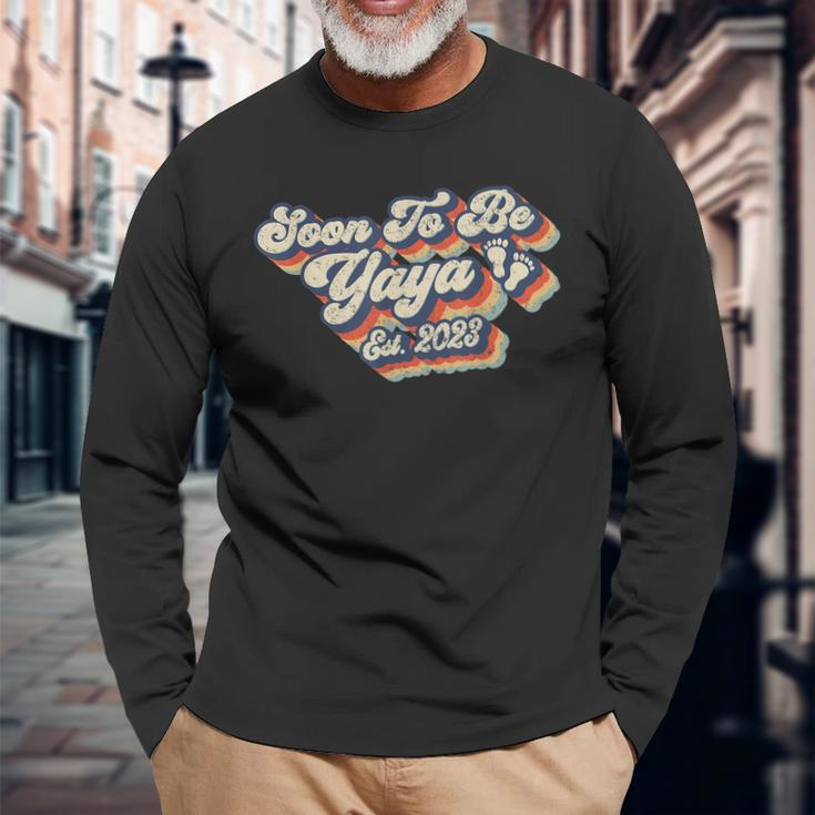 Retro Vintage Soon To Be Yaya 2023 New First Time Grandma Long Sleeve T-Shirt Gifts for Old Men