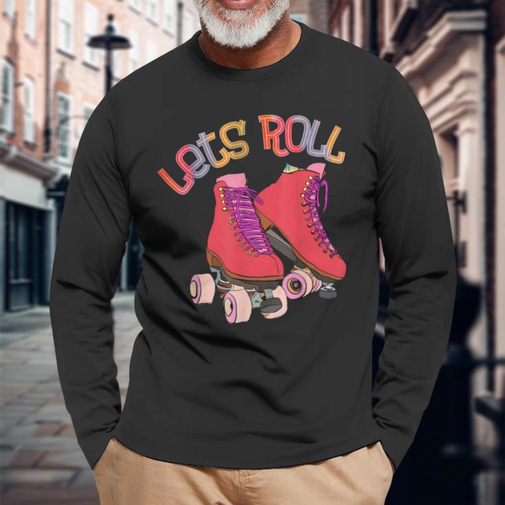 Lets Roll Skaten Rollschuhe Rennen Rollen Skaten 80Er Langarmshirts Geschenke für alte Männer