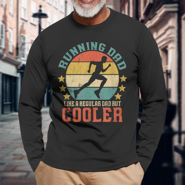 Running Dad Vintage Marathon Runner Fathers Day Long Sleeve T-Shirt Gifts for Old Men