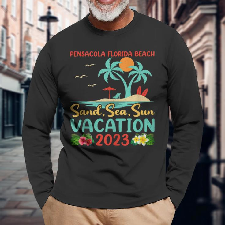 Sand Sea Sun Vacation 2023 Pensacola Florida Beach Long Sleeve T-Shirt T-Shirt Gifts for Old Men