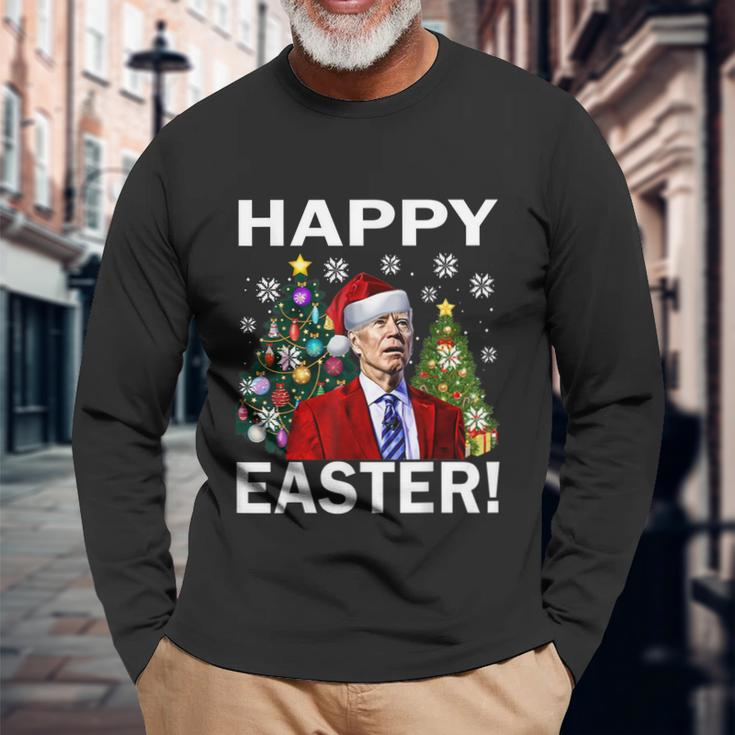 Santa Biden Happy Easter Christmas Long Sleeve T-Shirt Gifts for Old Men