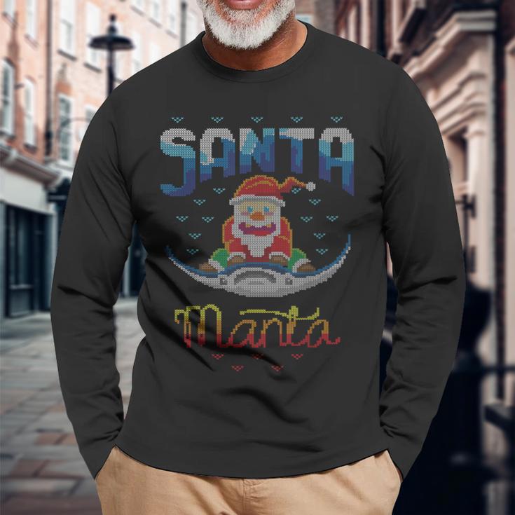 Santa Manta Claus Angeln Fischangler Hässlicher Weihnachts Langarmshirts Geschenke für alte Männer