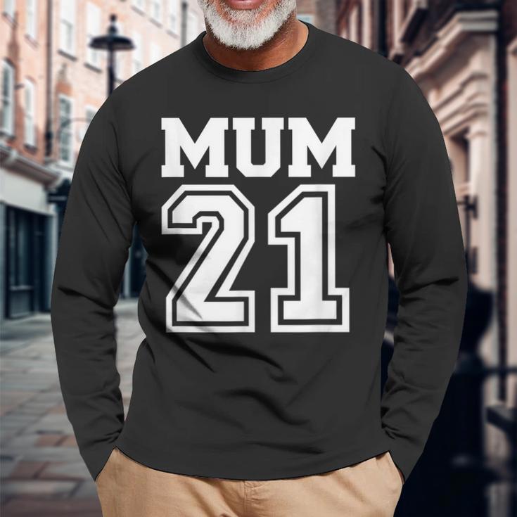 Schwarzes Langarmshirts Mum 21 im Sportdesign, Perfektes Tee für Mütter Geschenke für alte Männer