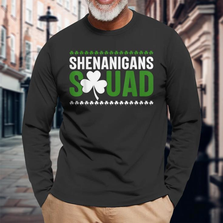 Shenanigans Squad Matching St Patricks Day Irish Leaf Long Sleeve T-Shirt Gifts for Old Men