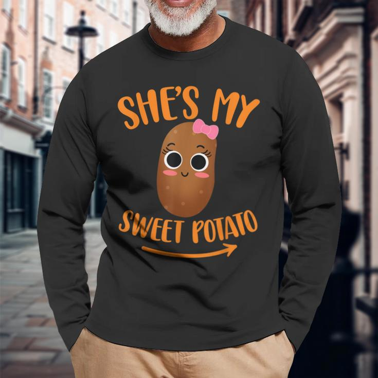 Shes My Sweet Potato - Funny Thanksgiving Matching Couple Men Women Long Sleeve T-shirt Graphic Print Unisex Gifts for Old Men