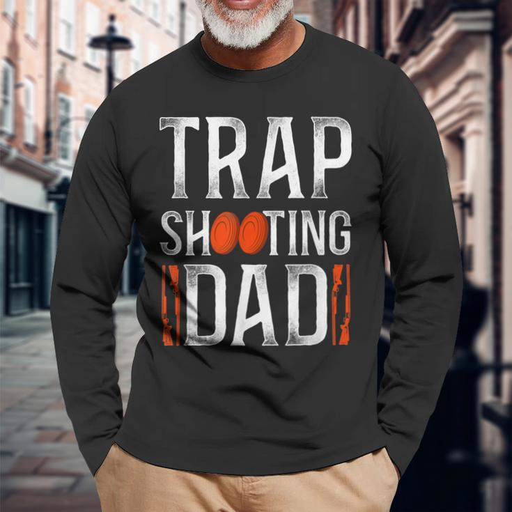 Shotgun Skeet Trap Clay Pigeon Shooting Dad Father Vintage Long Sleeve T-Shirt Gifts for Old Men